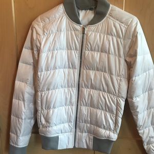 Athleta White puffer jacket.